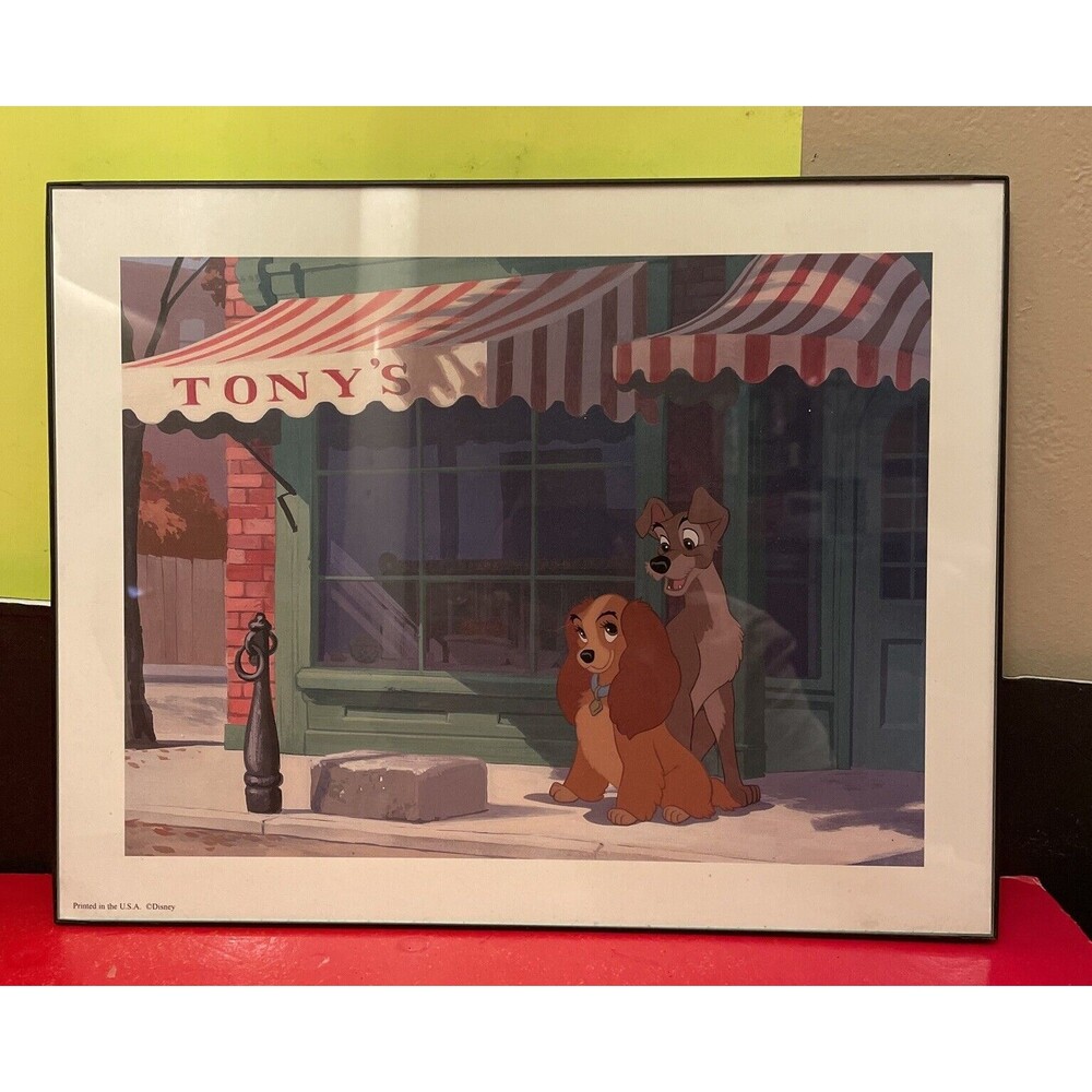 Disney Lady and the Tramp 16.5 X 12.5 Framed Art Children's Room Wall Decor
